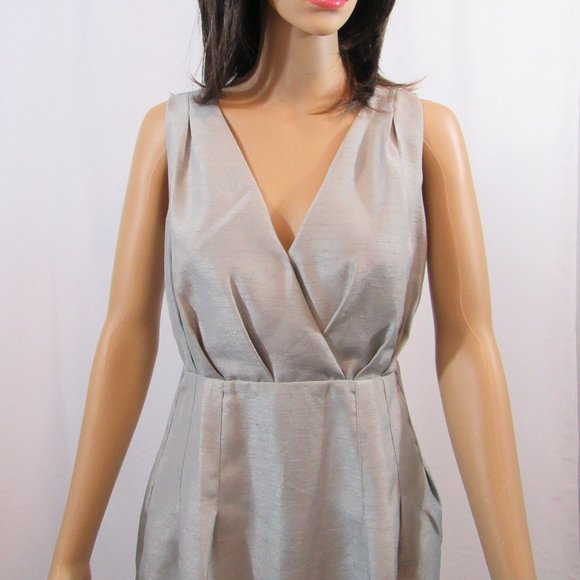 Women's Size 8 H&M Silver Gray Polyester Cocktail Party Sheath Dress Sleeveless - Picture 2 of 8